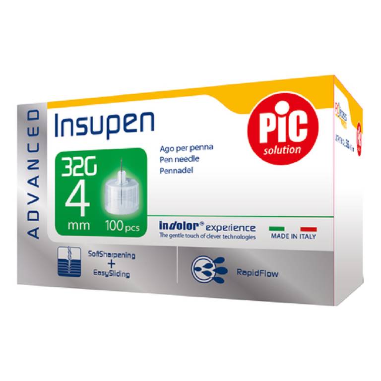 AGO PENNA INSULINA PIC INSUPEN ADVANCED GAUGE 32X4 MM 100 PEZZI - Speedyfarma.it