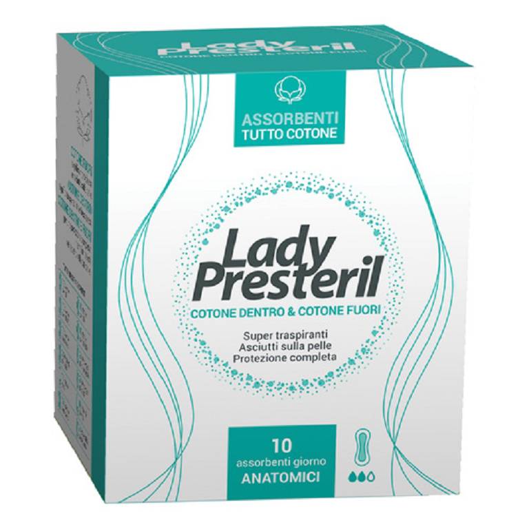 LADY PRESTERIL ASSORBENTI GIORNO CON ALI RIPIEGATI BIODEGRADABILI 10 PEZZI - Speedyfarma.it