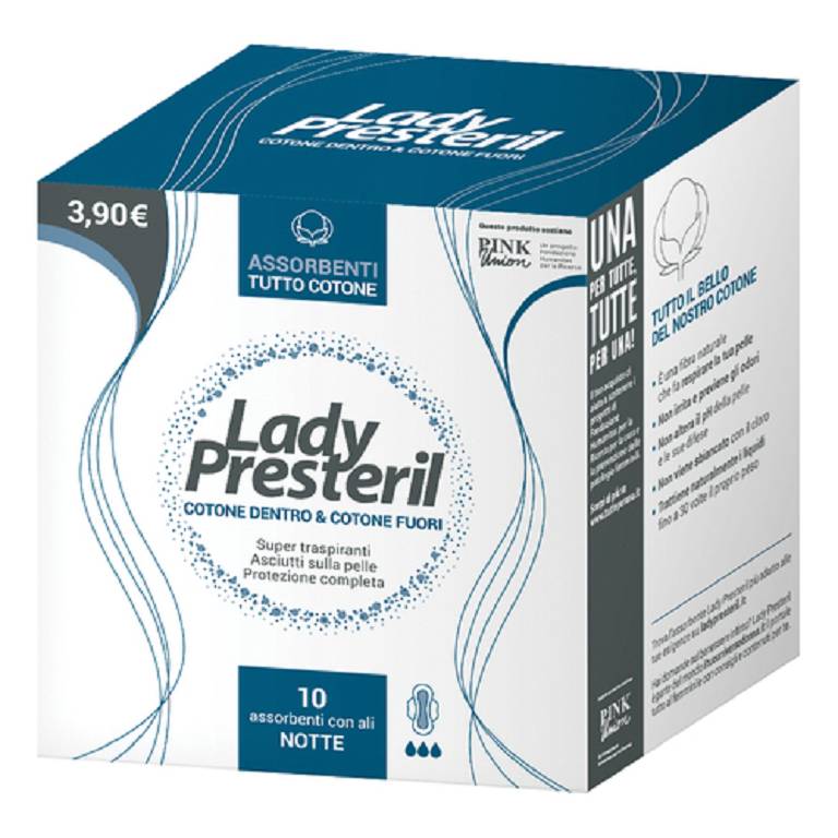 LADY PRESTERIL ASSORBENTI NOTTE CON ALI RIPIEGATI BIODEGRADABILI 10 PEZZI - Speedyfarma.it