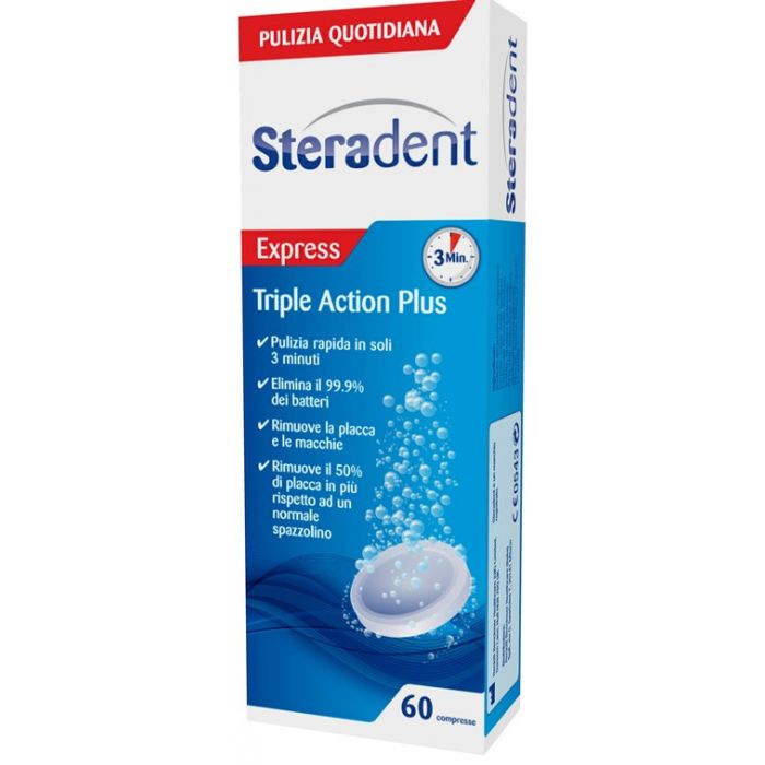 STERADENT TRIPLE ACTION PLUS 60 COMPRESSE PULENTI - Speedyfarma.it