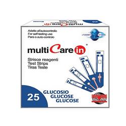 STRISCE MISURAZIONE GLICEMIA MULTICARE IN GLUCOSIO ELETTRODO 25 PEZZI - Speedyfarma.it