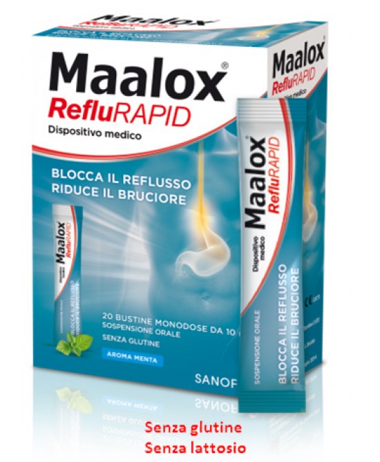 SOSPENSIONE ORALE MAALOX REFLURAPID 20 BUSTINE MONODOSE DA 10 ML - Speedyfarma.it