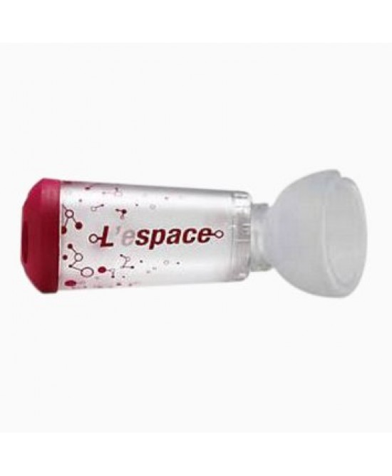 CAMERA DISTANZIATRICE PER EROGATORI SPRAY PREDOSATI L'ESPACE 220 ML PER ADULTI CON BOCCAGLIO VALVOLA INSPIRAZIONE 2 VALVOLE ESPIRAZIONE CODICE COLORE MAGENTA - Speedyfarma.it