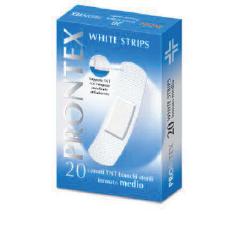 CEROTTO PRONTEX WHITE STRIPS IN TESSUTO NON TESSUTO BIANCO STERILE SCATOLA 20 CEROTTI MEDI - Speedyfarma.it