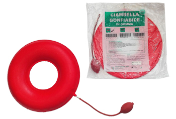 CIAMBELLA GONFIABILE PER INVALIDI IN GOMMA ROSSA TEAM DELUXE CON POMPA 40CM DIAMETRO - Speedyfarma.it
