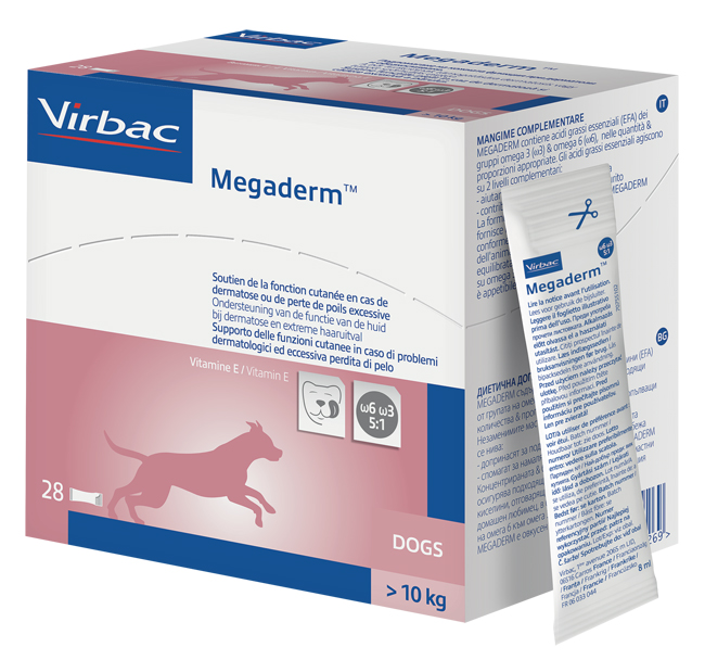 MEGADERM SUPPLEMENTO CANI SUPERIORI A 10 KG SCATOLA DA 28 SACCHETTI MONODOSE 4 ML - Speedyfarma.it