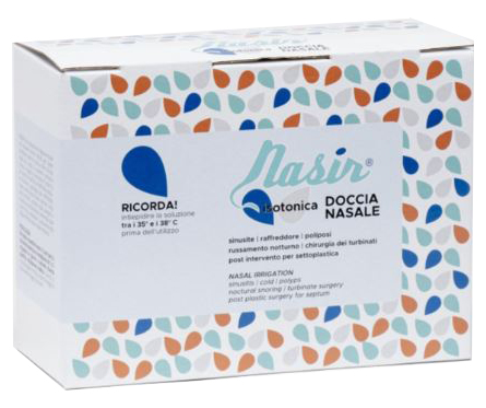 NASIR DOCCIA NASALE CON SOLUZIONE FISIOLOGICA ISOTONICA 10 SACCHE 250 ML + 1 BLISTER - Speedyfarma.it