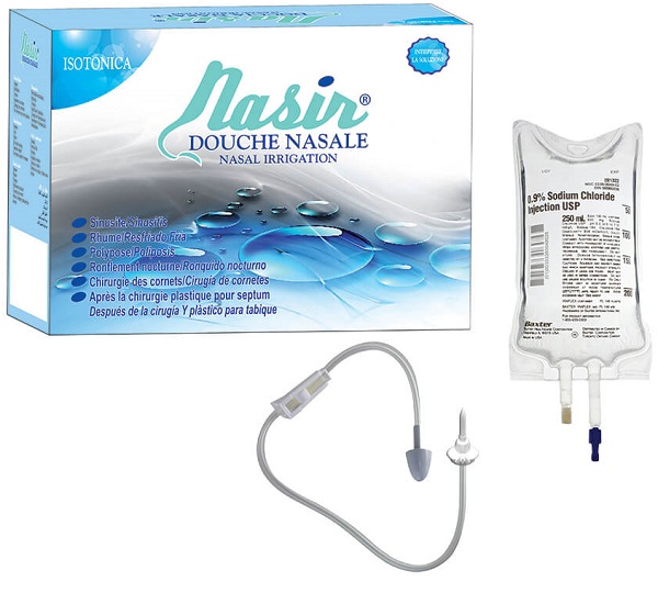NASIR DOCCIA NASALE CON SOLUZIONE FISIOLOGICA ISOTONICA 6 SACCHE 500 ML + 1 BLISTER - Speedyfarma.it