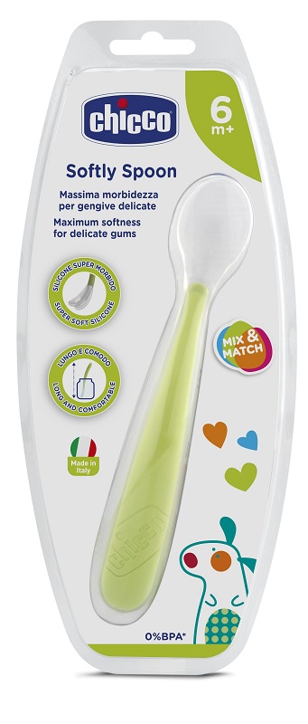 CHICCO CUCCHIAIO MORBIDO SILICONE 6M+ VERDE UP - Speedyfarma.it