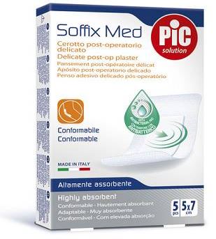 CEROTTO PIC SOFFIX MED IN TNT CON TAMPONE CENTRALE ASSORBENTE STERILE MONOUSO 5X7 CM ANTIBATTERICO 5 PEZZI - Speedyfarma.it