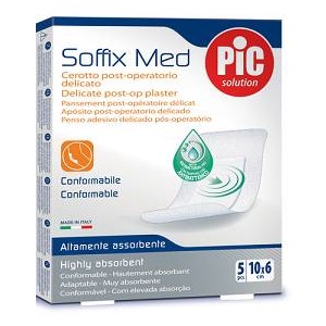 CEROTTO PIC SOFFIX MED IN TNT CON TAMPONE CENTRALE ASSORBENTE STERILE MONOUSO 10X6 CM ANTIBATTERICO 5 PEZZI - Speedyfarma.it