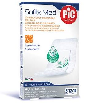 CEROTTO PIC SOFFIX MED IN TNT CON TAMPONE CENTRALE ASSORBENTE STERILE MONOUSO 10X12 CM ANTIBATTERICO 5 PEZZI - Speedyfarma.it