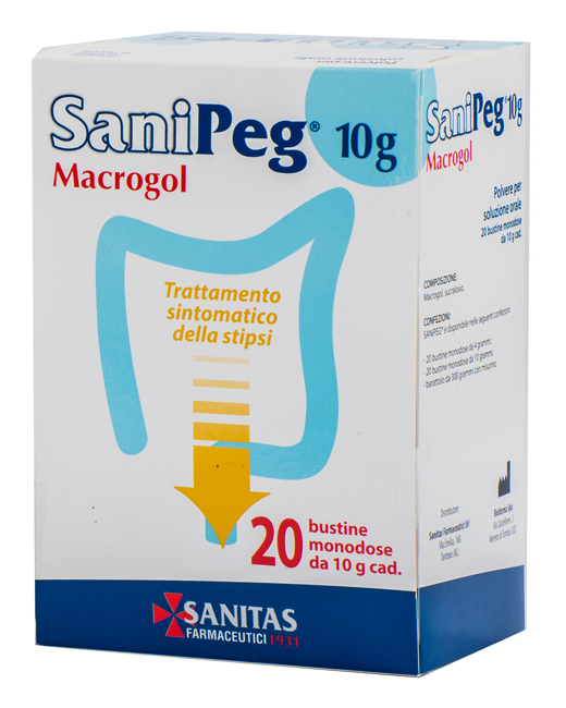 SANIPEG MACROGOL POLVERE PER SOLUZIONE ORALE 20 BUSTE DA 10 G - Speedyfarma.it