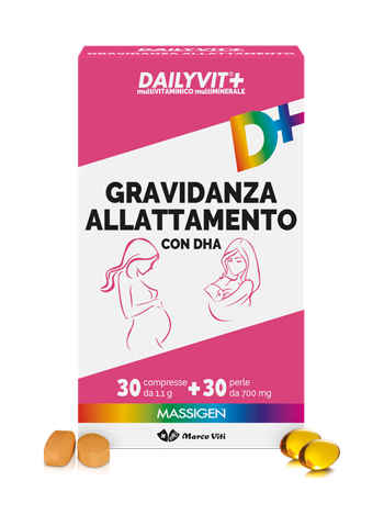 DAILYVIT+ GRAVIDANZA ALLATTAMENTO CON DHA MULTIVITAMINICO E MULTIMINERALE 30 COMPRESSE + 30 PERLE - Speedyfarma.it