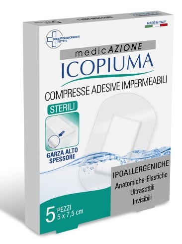 GARZA COMPRESSA ICOPIUMA MEDICATA POSTOPERATORIA 5X7,5 CM 5 PEZZI - Speedyfarma.it