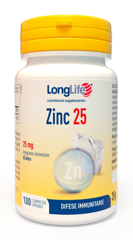 LONGLIFE ZINC 25 MG 100 COMPRESSE DIVISIBILI - Speedyfarma.it