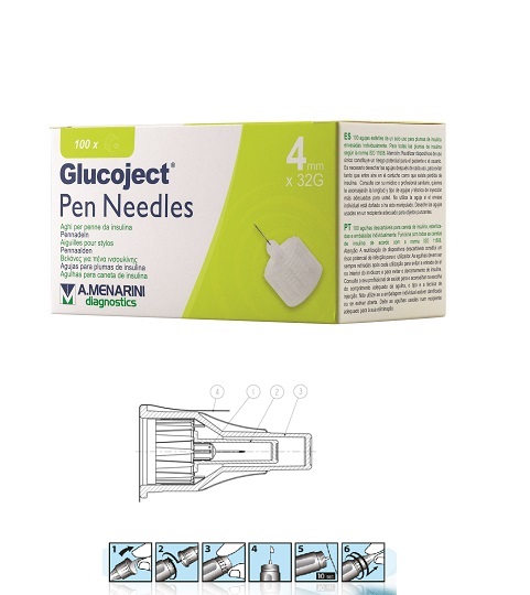 AGO PER PENNA DA INSULINA GLUCOJECT LUNGHEZZA 4 MM GAUGE 32 100 PEZZI - Speedyfarma.it
