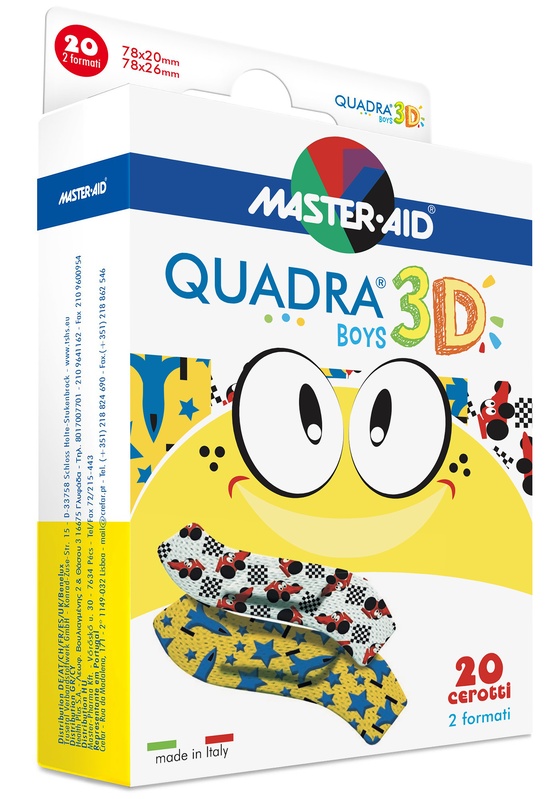 CEROTTO MASTER-AID QUADRA 3D BOYS 20 PEZZI ASSORTITI - Speedyfarma.it