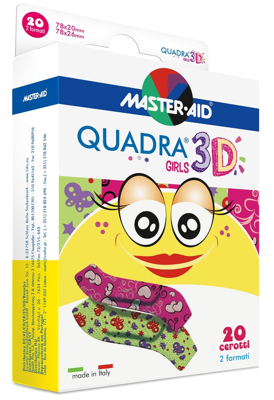 CEROTTO MASTER-AID QUADRA 3D GIRLS 20 PEZZI ASSORTITI - Speedyfarma.it