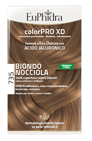 EUPHIDRA COLORPRO XD 735 BIONDO NOCCIOLA GEL COLORANTE CAPELLI IN FLACONE + ATTIVANTE + BALSAMO + GUANTI - Speedyfarma.it