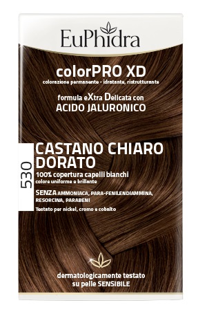 EUPHIDRA COLORPRO XD 530 CASTANO CHIARO DORATO GEL COLORANTE CAPELLI IN FLACONE + ATTIVANTE + BALSAMO + GUANTI - Speedyfarma.it