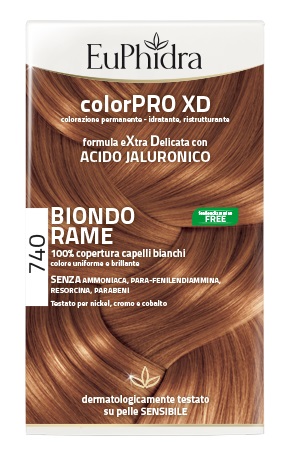 EUPHIDRA COLORPRO XD 740 BIONDO RAME GEL COLORANTE CAPELLI IN FLACONE + ATTIVANTE + BALSAMO + GUANTI - Speedyfarma.it