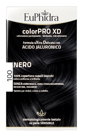 EUPHIDRA COLORPRO XD 100 NERO GEL COLORANTE CAPELLI IN FLACONE + ATTIVANTE + BALSAMO + GUANTI - Speedyfarma.it