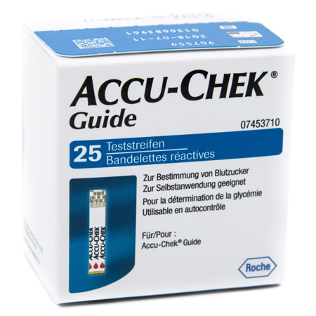 STRISCE MISURAZIONE GLICEMIA ACCU-CHEK GUIDE 25 PEZZI CONFEZIONE RETAIL - Speedyfarma.it