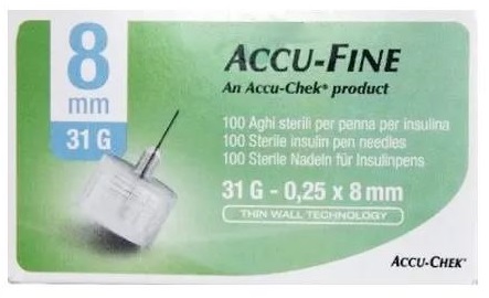AGO PER PENNA DA INSULINA ACCU-FINE PEN NEEDLE ACCU-CHEK GAUGE 31 X 8MM 100 PEZZI - Speedyfarma.it