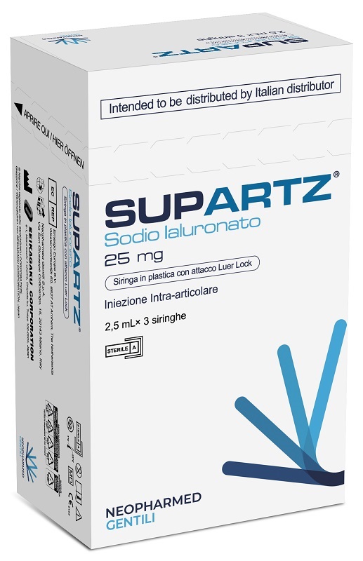 SIRINGA PRERIEMPITA INTRA-ARTICOLARE SUPARTZ ACIDO IALURONICO 25 MG 2,5 ML 3 PEZZI - Speedyfarma.it