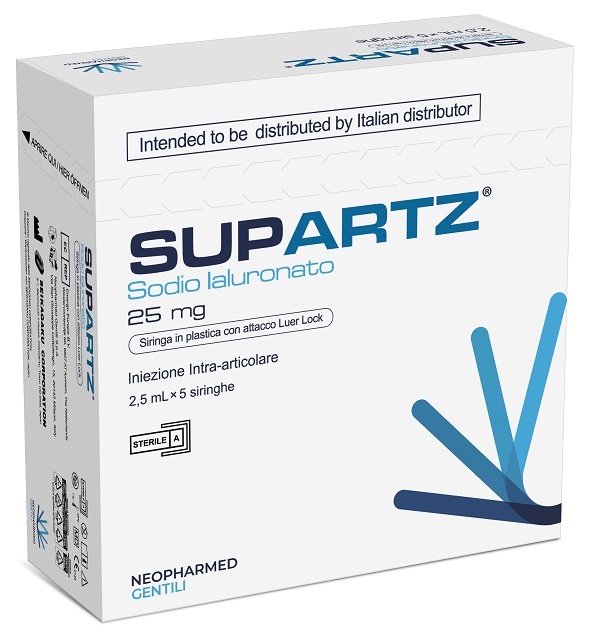SIRINGA PRERIEMPITA INTRA-ARTICOLARE SUPARTZ ACIDO IALURONICO 25 MG 2,5 ML 5 PEZZI - Speedyfarma.it