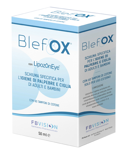 BLEFOX SCHIUMA SPECIFICA PER IGIENE PALPEBRE E CIGLIA 50 ML CON EROGATORE + 60 DISCHETTI - Speedyfarma.it