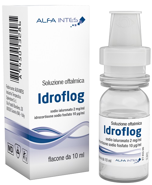 SOLUZIONE OFTALMICA IDROFLOG ACIDO IALURONATO 2 MG/ML E IDROCORTISONE SODIO FOSFATO 10 MCG/ML 10 ML - Speedyfarma.it