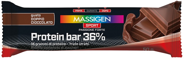 MASSIGEN SPORT PROTEIN BARRETTA 36% DOPPIO CIOCCOLATO 35 G - Speedyfarma.it