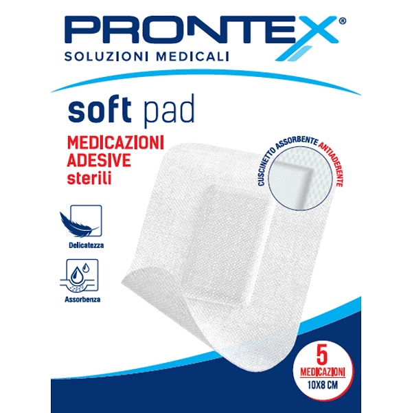 MEDICAZIONE ADESIVA STERILE PRONTEX SOFT PAD 10X8 CM 5 PEZZI - Speedyfarma.it