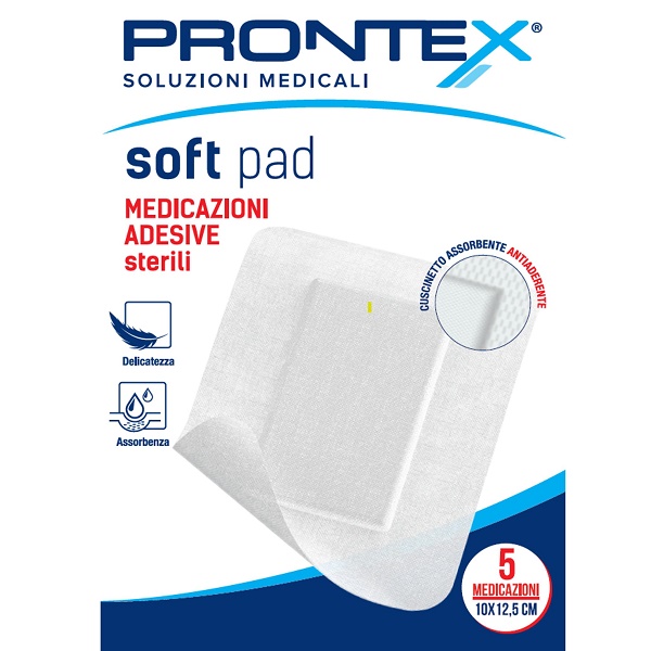 MEDICAZIONE ADESIVA STERILE PRONTEX SOFT PAD 10X12,5 CM 5 PEZZI - Speedyfarma.it