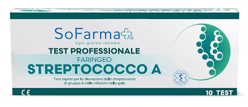 TEST RAPIDO FARINGEO STREPTO A SOFARMAPIU' RILEVAZIONE ANTIGENE STREPTOCOCCO A SU TAMPONE FARINGEO MEDIANTE IMMUNOCROMATOGRAFIA PROFESSIONALE 10 PEZZI - Speedyfarma.it