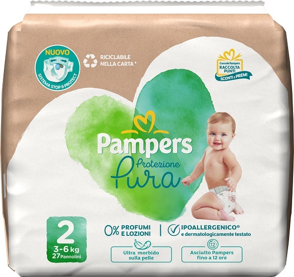 PAMPERS PROTEZIONE PURA MINI PANNOLINI 27 PEZZI - Speedyfarma.it