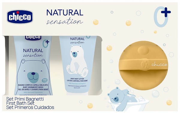CHICCO NATURAL SENSATION DETERGENTE 200 ML + CREMA + SPUGNA - Speedyfarma.it