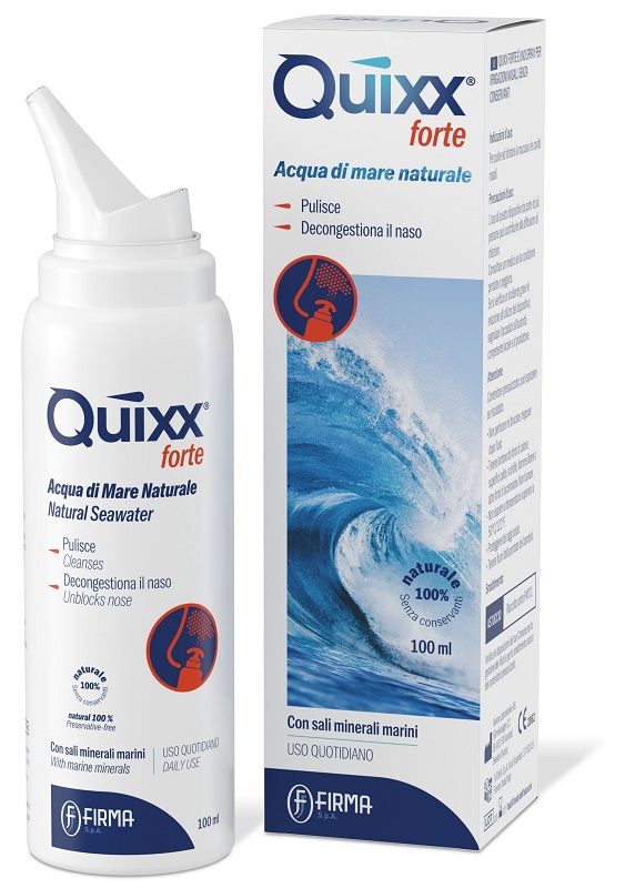 SOLUZIONE SPRAY PER IRRIGAZIONI NASALI QUIXX FORTE ACQUA MARINA IPERTONICA 100 ML - Speedyfarma.it