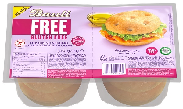 BAULI FREE FOCACCINE OLIO EXTRA VERGINE OLIVA 4 PEZZI DA 75 G - Speedyfarma.it