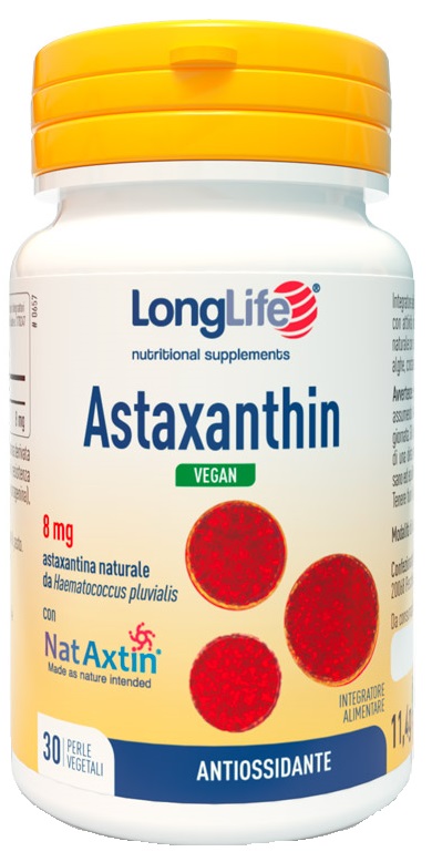 LONGLIFE ASTAXANTHIN VEGAN 8 MG 30 PERLE VEGETALI SENZA GLUTINE - Speedyfarma.it