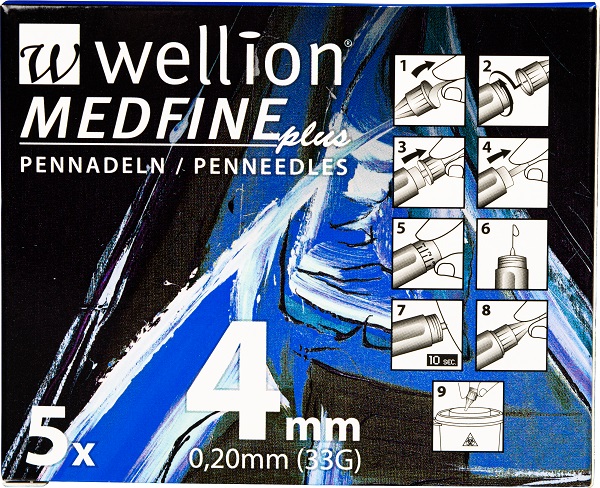 AGO PER PENNA DA INSULINA WELLION MEDFINE PLUS 4 33 GAUGE 4 MM 5 PEZZI - Speedyfarma.it