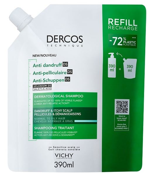 DERCOS TECHNIQUE SHAMPOO ANTIFORFORA DS GRASSI REFILL 390 ML - Speedyfarma.it