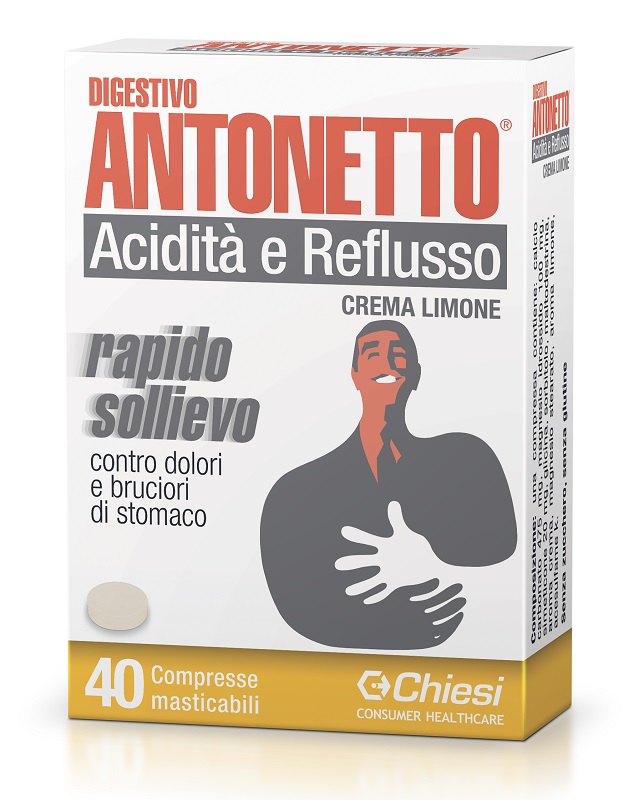 DIGESTIVO ANTONETTO ACIDITA' E REFLUSSO CREMA AL LIMONE 40 COMPRESSE MASTICABILI - Speedyfarma.it