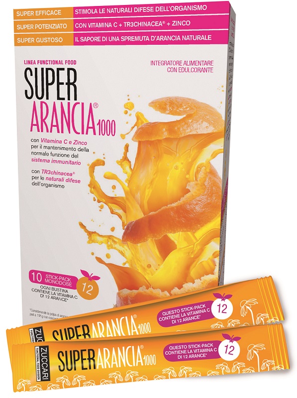 SUPER ARANCIA 1000 10 STICK PACK MONODOSE DA 3,7G INTEGRATORE ALIMENTARE CON EDULCORANTE - Speedyfarma.it