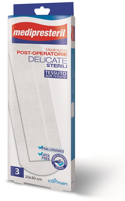 MEDICAZIONE POST OPERATORIA MEDIPRESETERIL DELICATA TNT 10X30CM 3 PEZZI - Speedyfarma.it