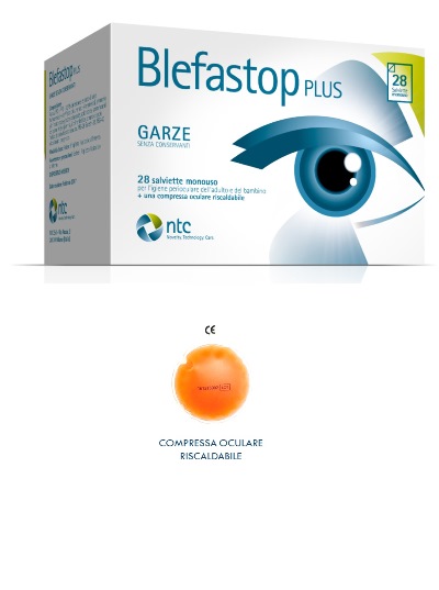 BLEFASTOP PLUS GARZA IN COTONE PIEGATA CON FILO DI BARIO 28 SALVIETTE MONOUSO + 1 COMPRESSA OCULARE RISCALDABILE - Speedyfarma.it