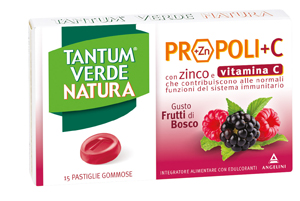 TANTUM VERDE NATURA PROPOLI+C CON ZINCO E VITAMINA C 15 PASTIGLIE GOMMOSE GUSTO FRUTTI DI BOSCO - Speedyfarma.it