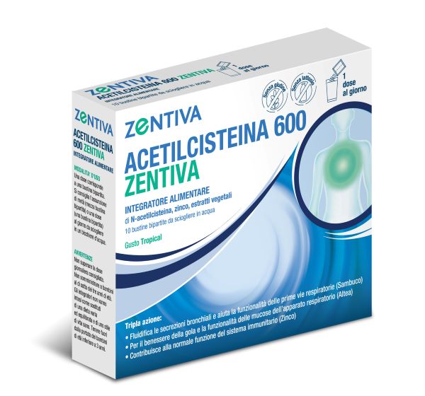 ACETILCISTEINA 600 ZENTIVA 10 BUSTINE BIPARTITE GUSTO TROPICAL - Speedyfarma.it